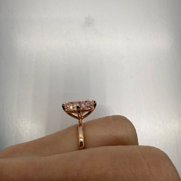 4.02 carat fancy pink antique cushion lab diamond compass prongs engagement ring - Picture 10 of 11